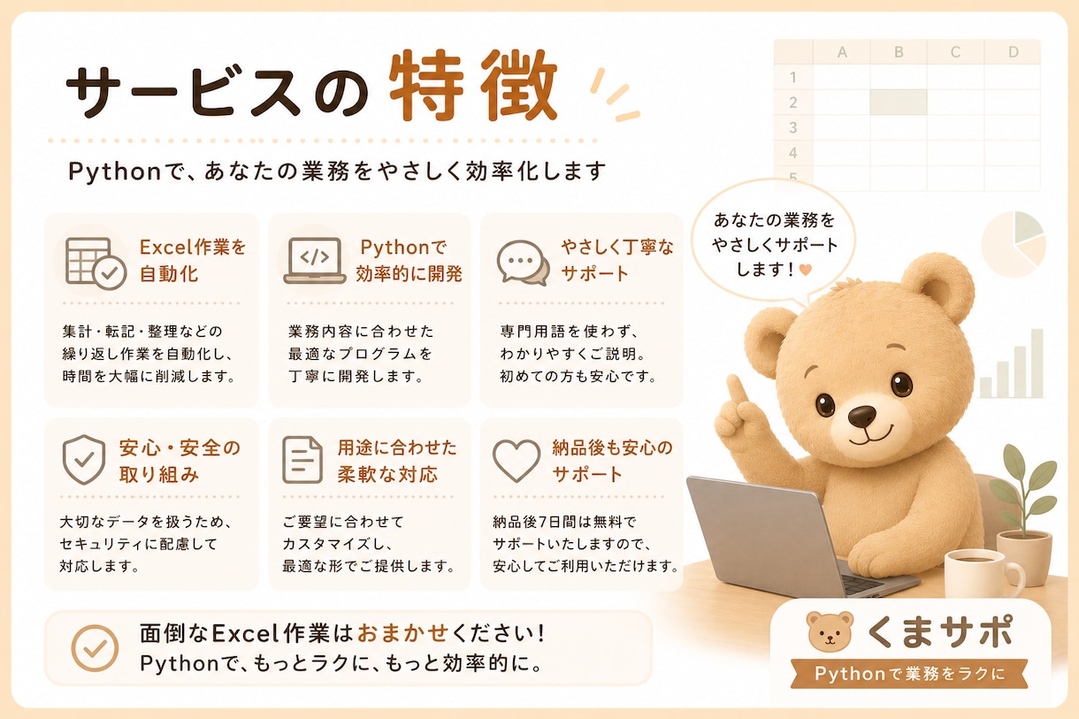 毎月のExcel作業をPythonでラクにします 「作業」に追われる時間を、「仕事」に使える時間へ。 イメージ4