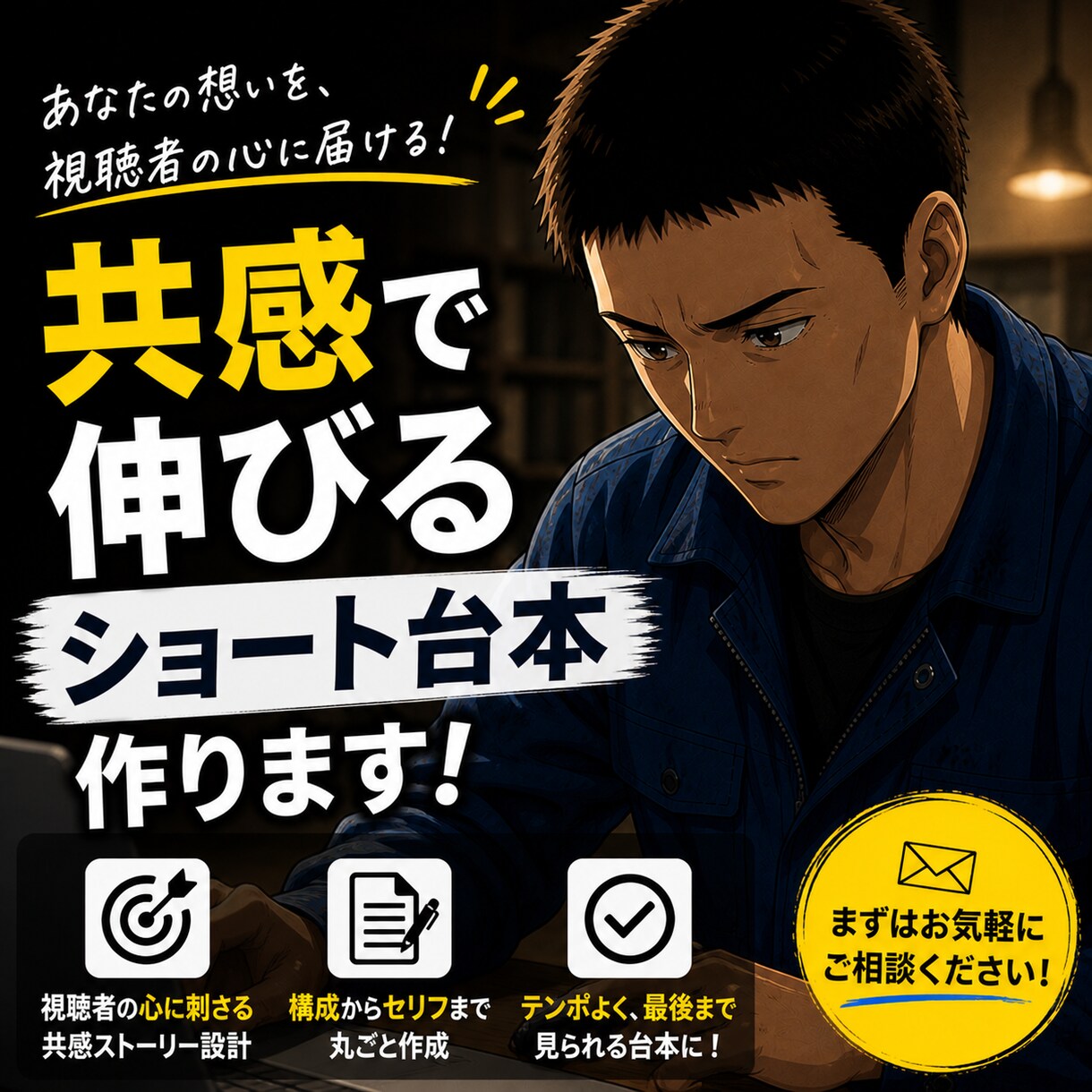 会社員向けショート台本作ります｜共感構成にします 会社しんどいを共感バズ台本に変えます イメージ4