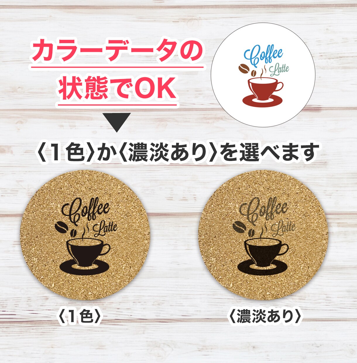 おしゃれオリジナルコースター作ります 【送料込み】お店・ノベルティ・お祝いに！コルクレーザー加工！ イメージ4