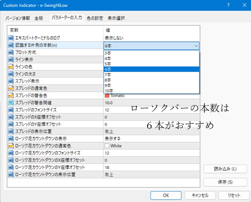 スイングハイローインジケーター販売します ZigZag、スプレッドアラート、ローソク足残り時間表示あり イメージ7