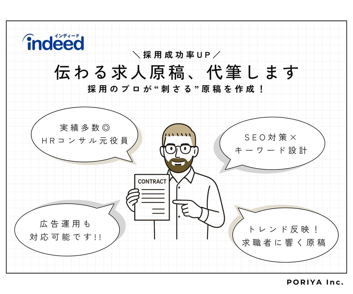 Indeed！求職者に刺さる求人原稿を作成します 採用コンサル会社のプロが設計・作成！魅力が伝わる原稿に！ イメージ1