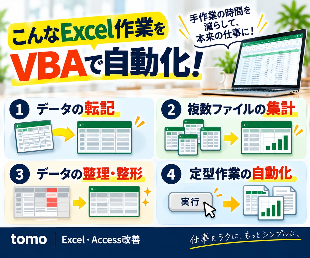 Excelの転記・集計をVBAで自動化します 面倒な繰り返し作業をラクにするツールを制作・納品します イメージ2