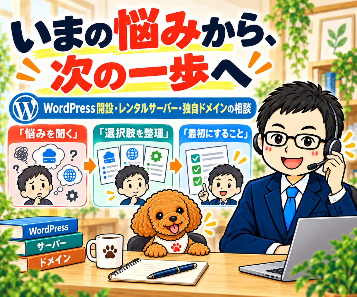 WordPress開設・サーバー選びを相談できます 独自ドメイン・初期設定を初心者にもやさしく電話で説明 イメージ4