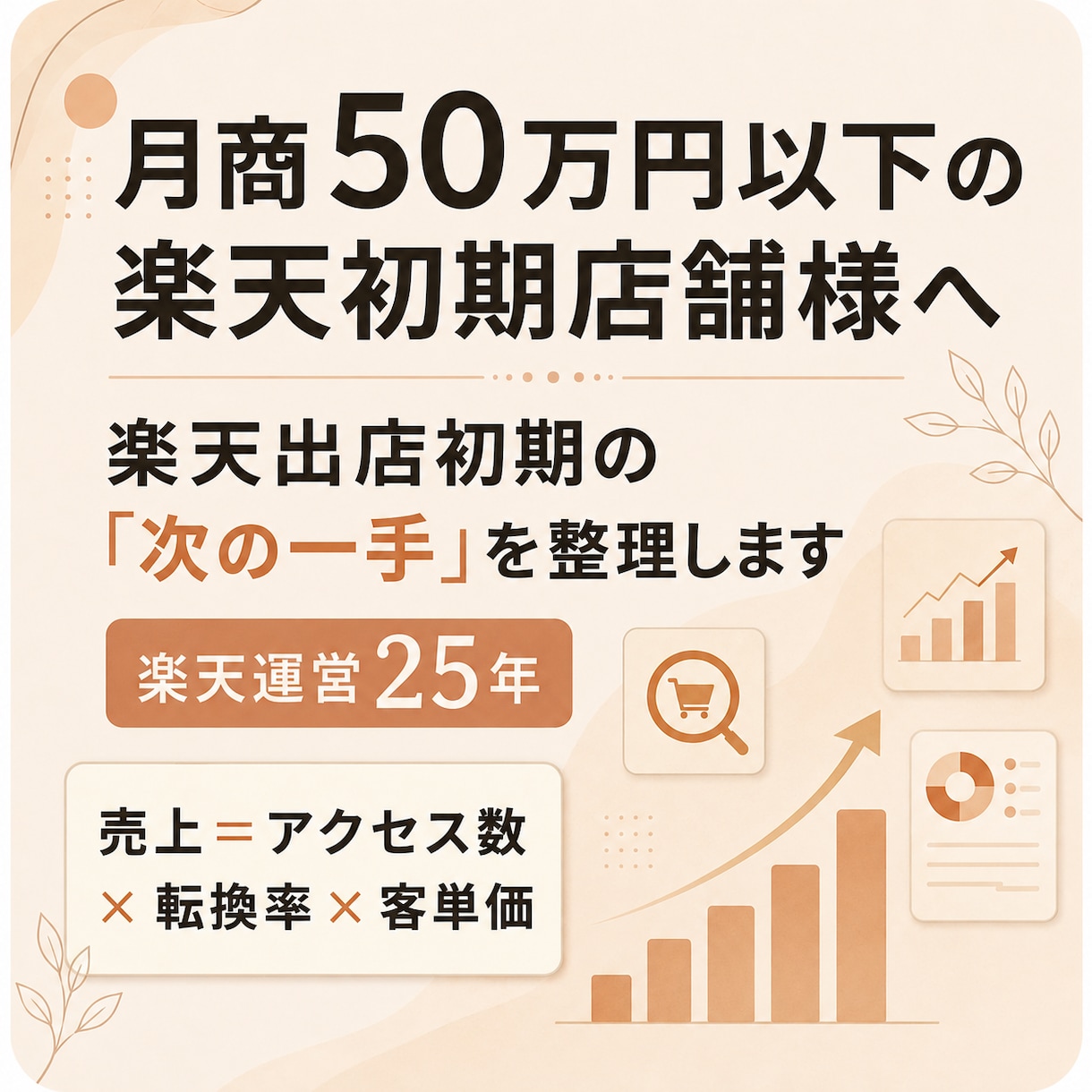 楽天出店初期の次にやることを整理します 現在のお悩みを踏まえ楽天運営25年の経験から次の一手をご提案 イメージ1