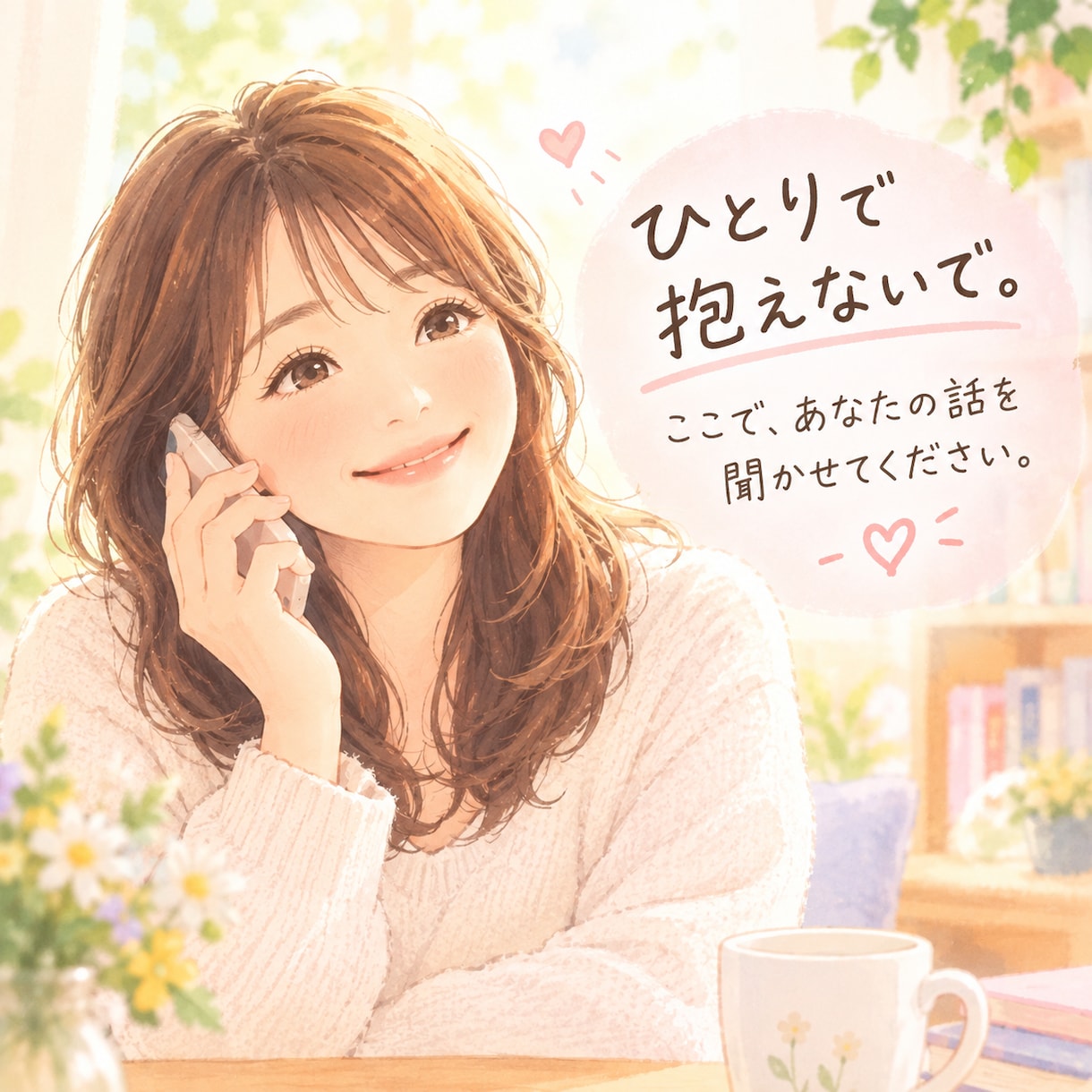 今まで人に言えなかったこと、ここで話せます 同じ想いを抱えるNPO法人の傾聴カウンセラーが優しく聞きます イメージ1