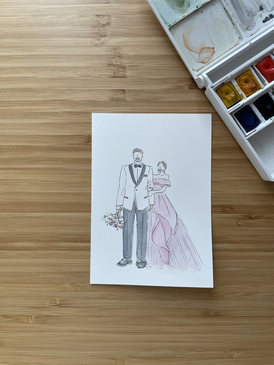 写真からウェディングイラスト描きます 描いたイラストは原本をお渡しします イメージ3