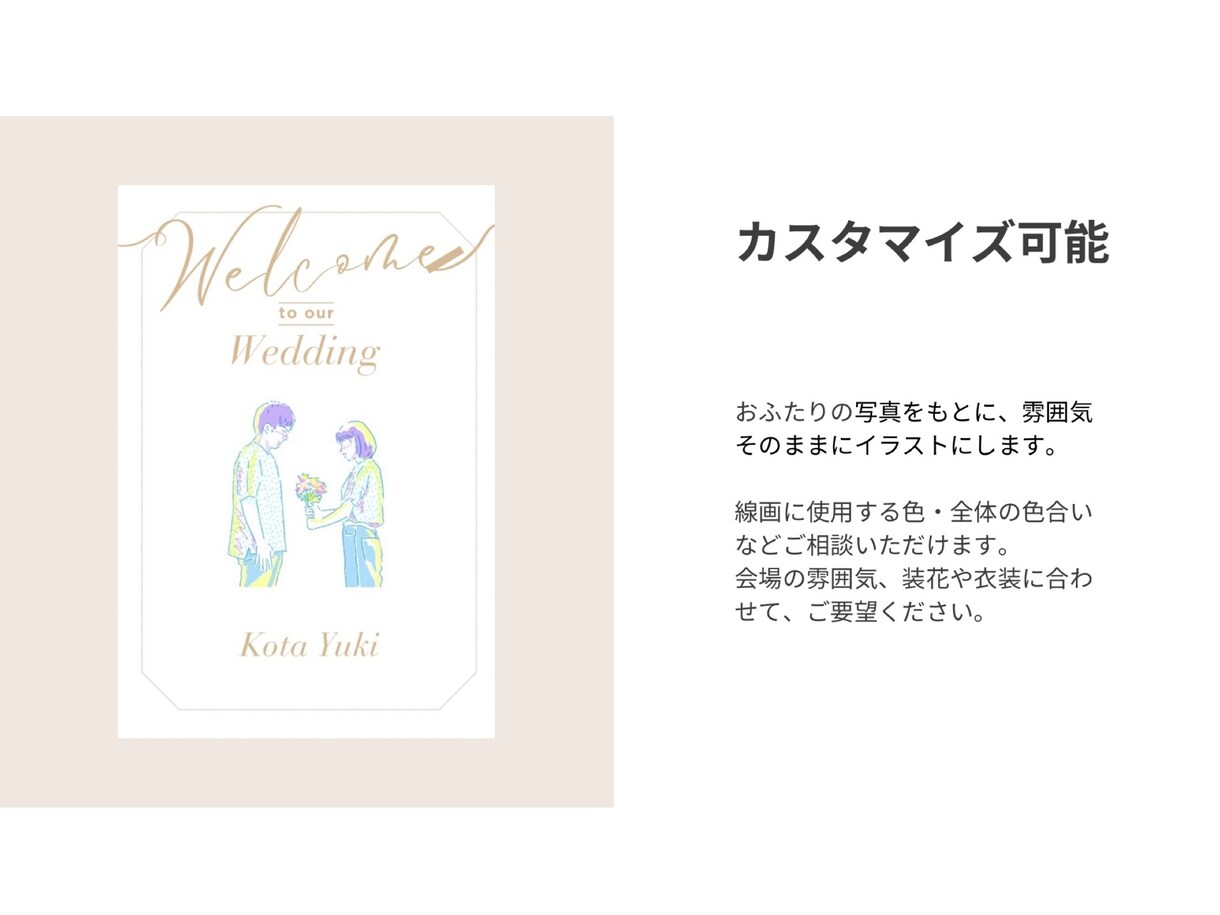 2人の雰囲気をそのままウェルカムボードにします トレンディーなデザインでオシャレ結婚式を夢見るプレ花さんへ イメージ6