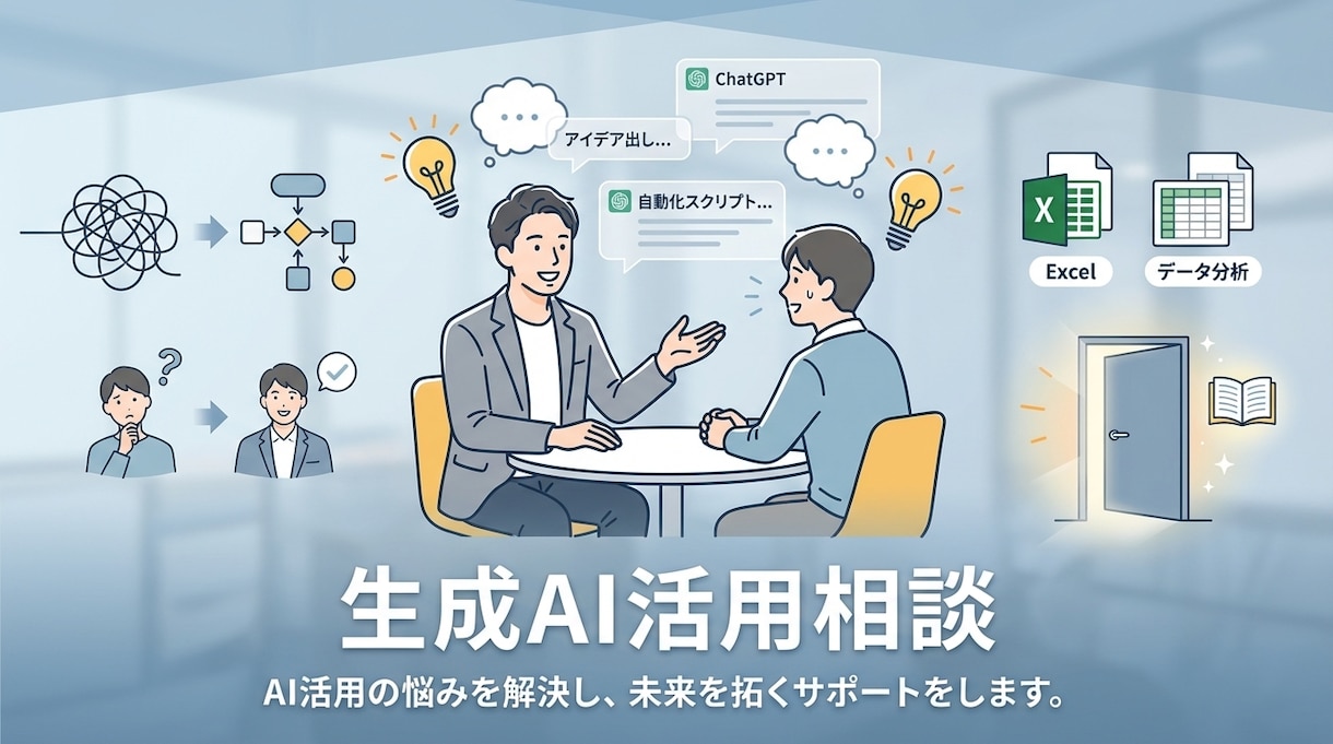 生成AIがわからない人のための相談うけます 一緒に楽しましょ！「AIで解決できるか？」から一緒に。 イメージ1