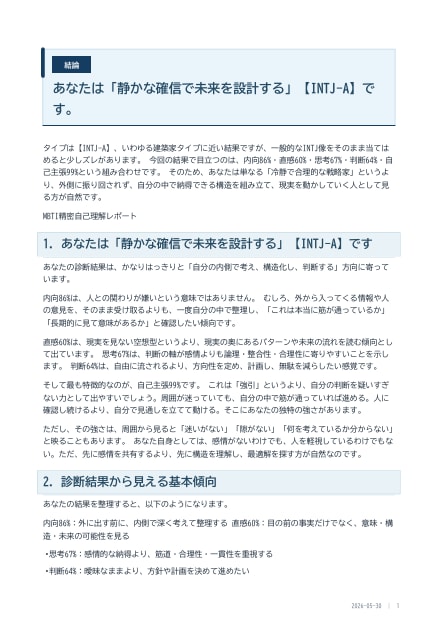 MBTI精密性格診断レポート作成します 4文字では見えない、あなただけの性格分析 イメージ4