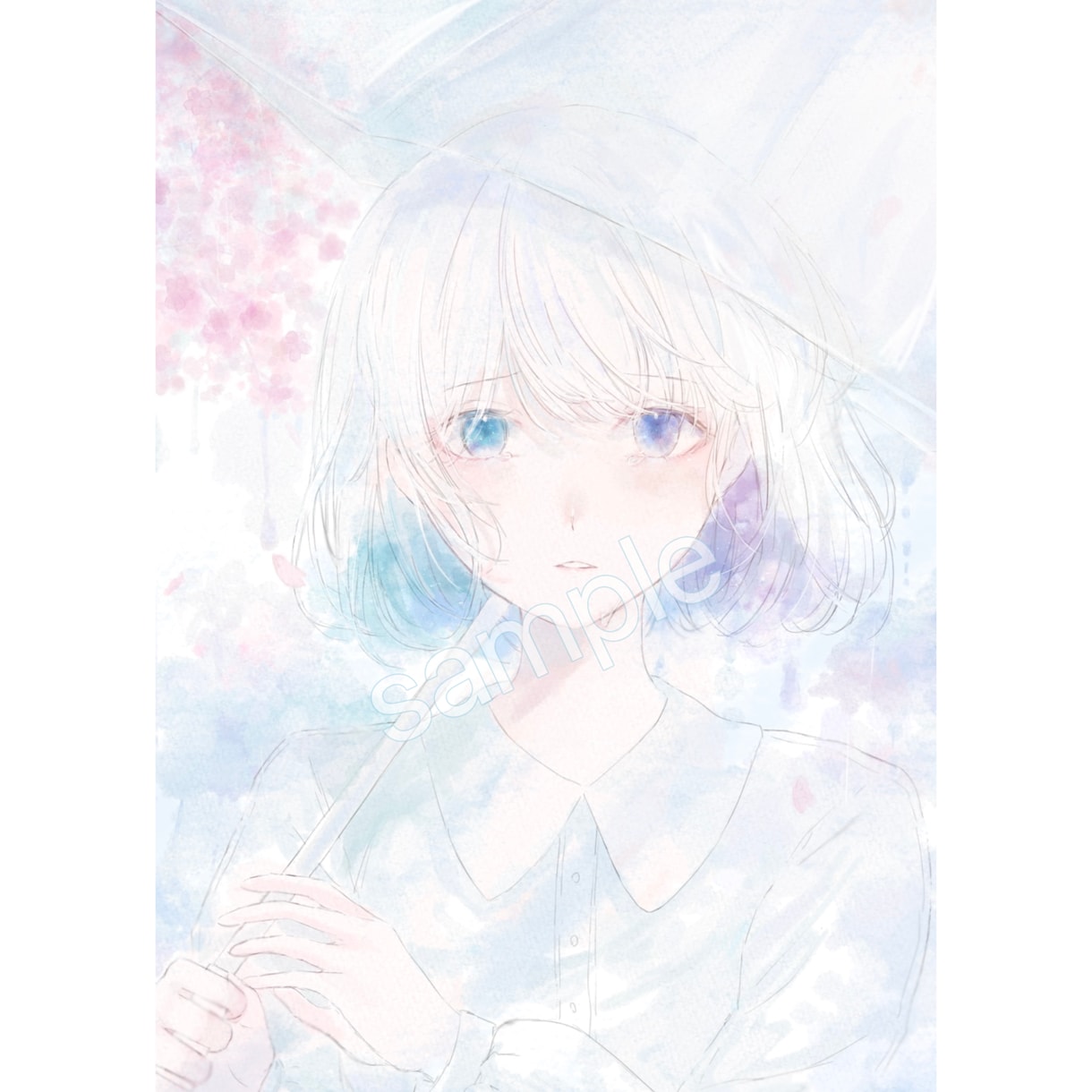 歌ってみたイラストや動画用サムネなど制作します 水彩で可愛く儚い、あなたの青で描きます！ イメージ8