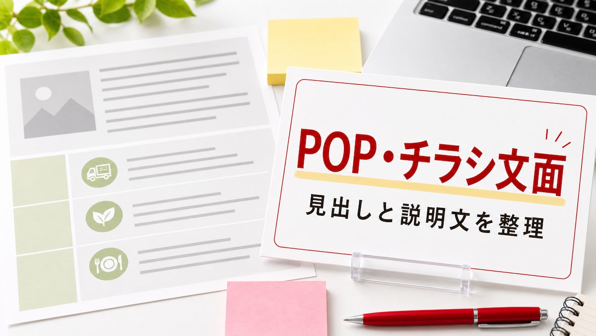 チラシやPOPの文章だけ整えます 見出しと説明文を読みやすくします イメージ1