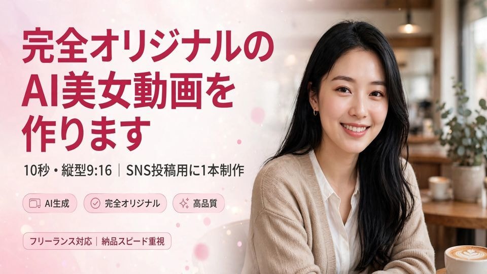 完全オリジナルのAI美女動画を作りますます 10秒・縦型9:16｜SNS投稿用に1本制作 イメージ1