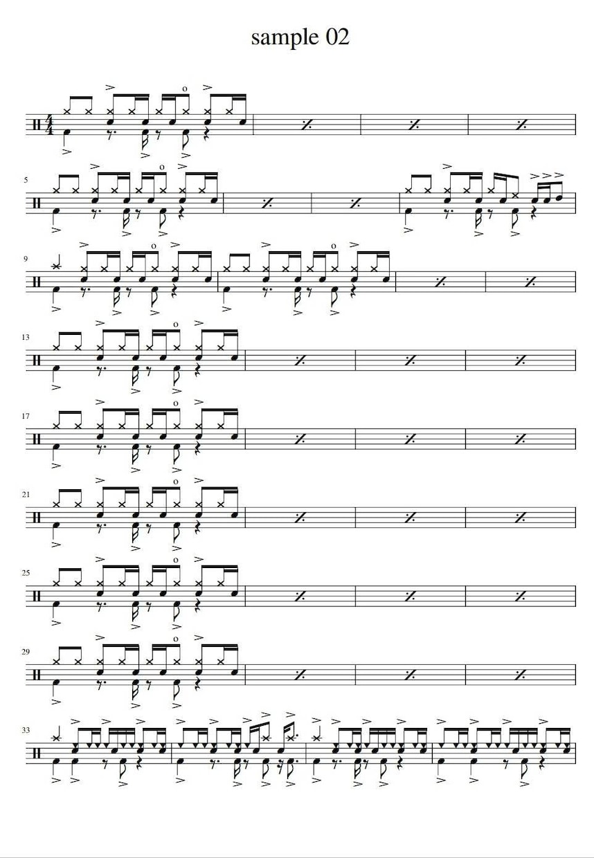 ドラム譜作成します 現役音大生が初級、中級程度のドラム譜を耳コピで作成します！ イメージ2