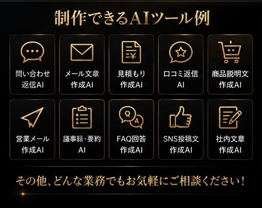 お客様専用のAI業務効率化ツールを作ります 面倒な仕事をヒアリングしてAIで効率化します。 イメージ3
