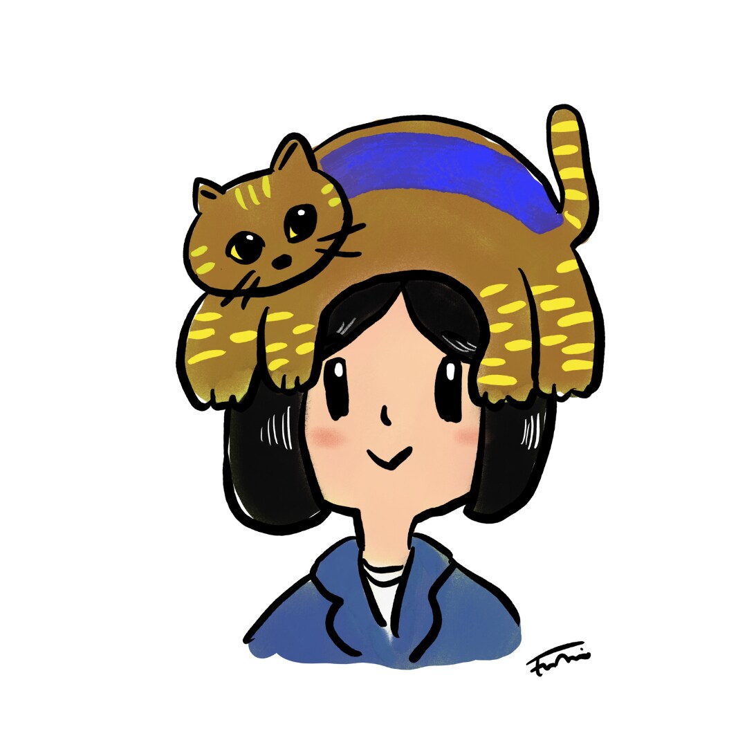 個性的！オーナー様の頭に乗せたうちの子を描きます ユニークな似顔絵がお好みの方へ　お子様のネームタグにも イメージ2