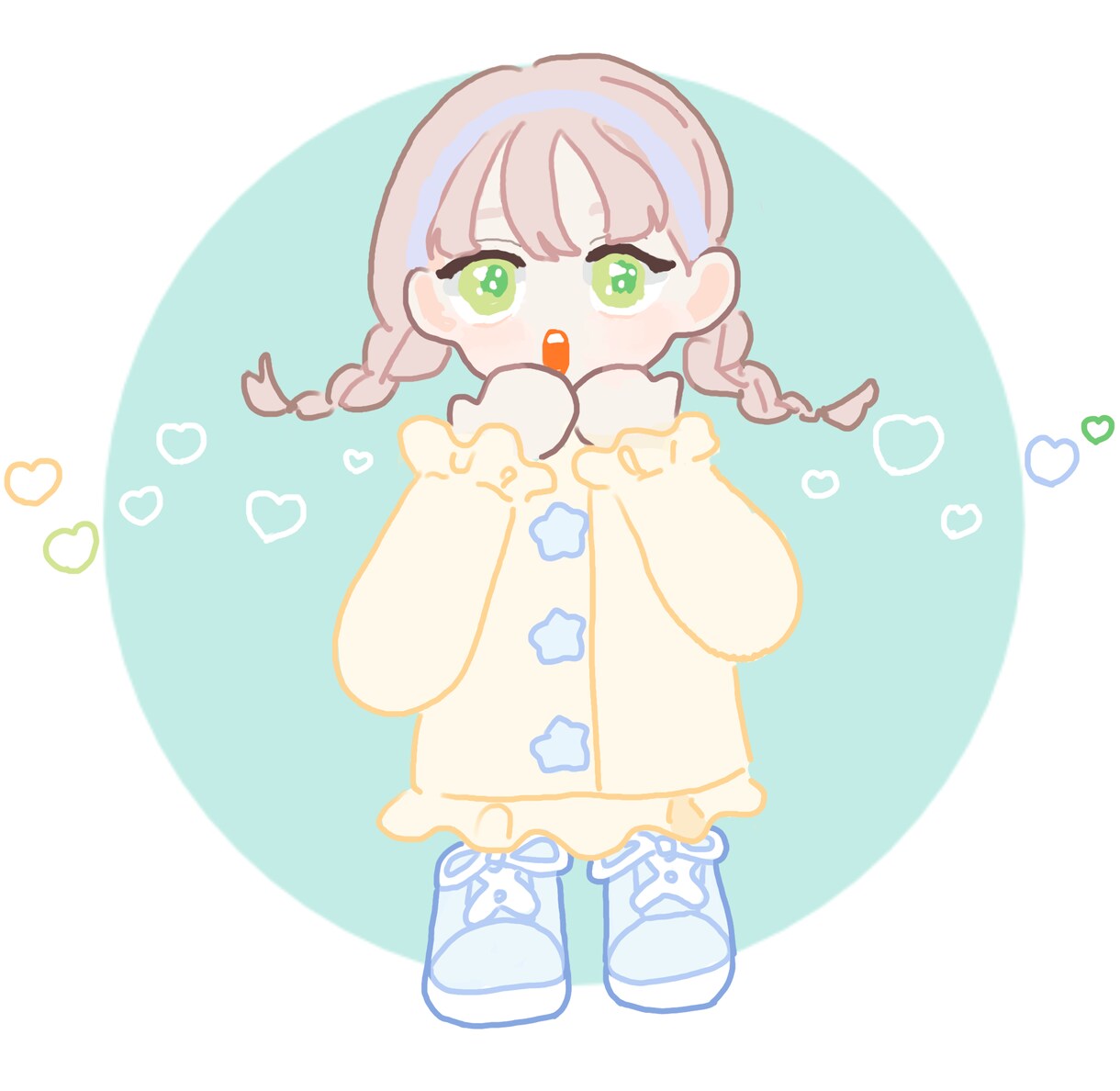 ころんとしたかわいいミニキャラをお描きします ほんわかカラフルな約3頭身の女の子 イメージ4