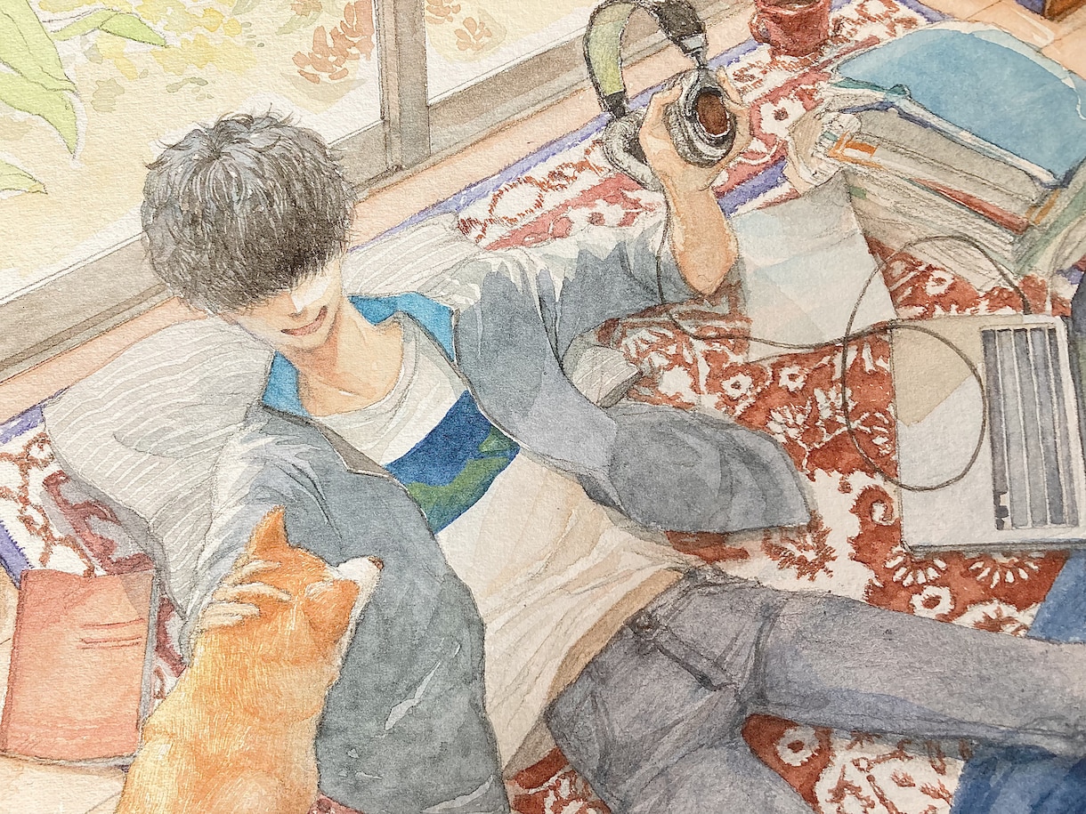 A4サイズ/素朴なアナログ水彩イラスト描きます 額装・現物発送も。現役画家の作者が丁寧に描きます イメージ1