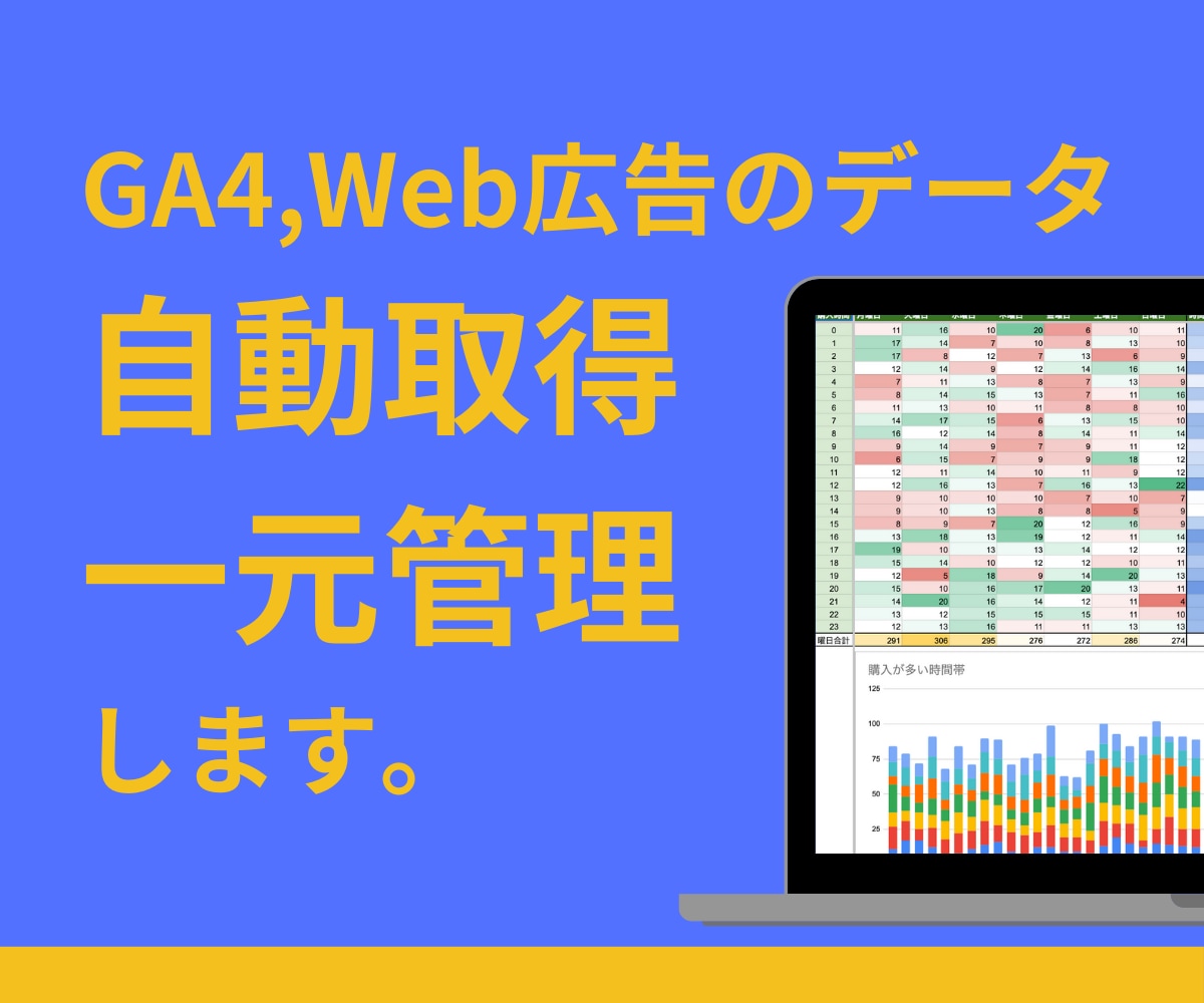 あらゆるマーケデータをスプシに集計、可視化します GA4、Web広告など幅広く対応。AI接続するので分析も簡単 イメージ1