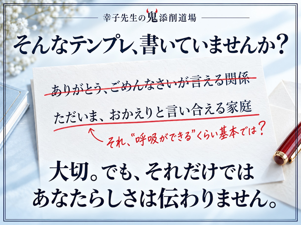 結婚相談所のプロフィールを鬼添削•リライトします 幸子先生の鬼添削道場|人には優しく、文章に厳しく イメージ2