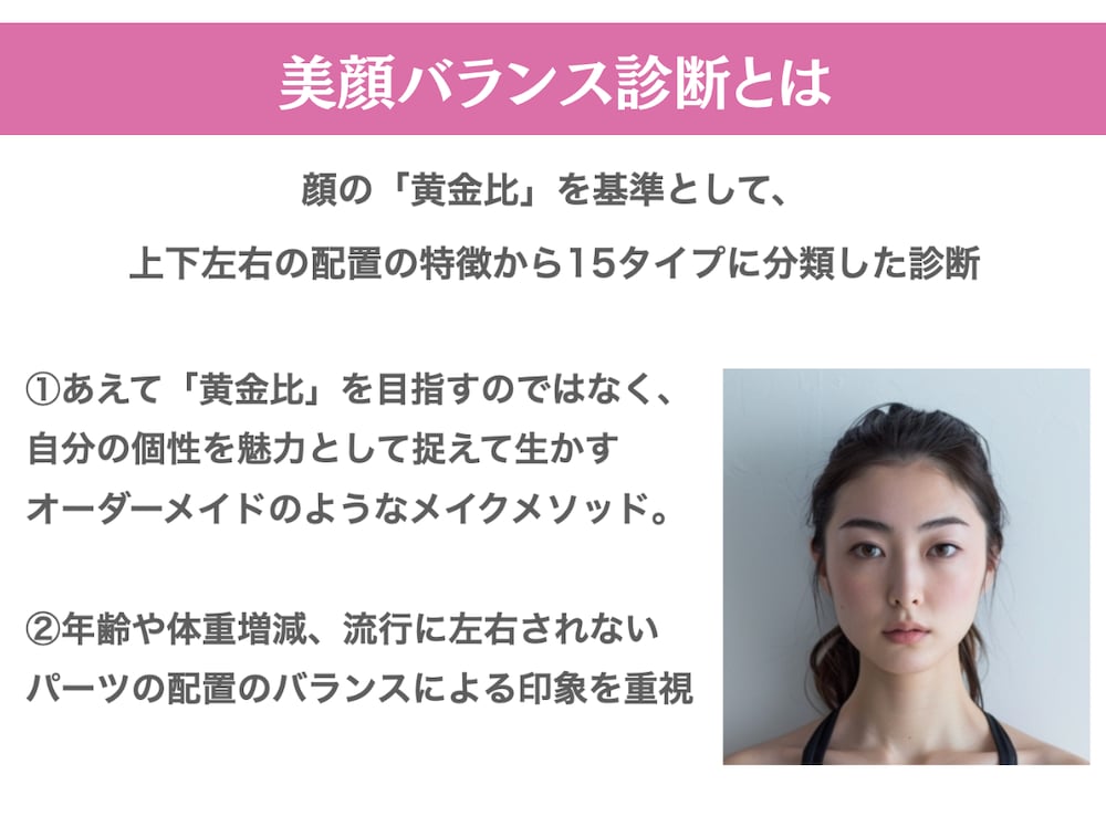 美顔バランス診断で似合うメイクレシピをご提案します メイクに特化した顔タイプの診断で、垢抜けメイクがわかる！ イメージ3