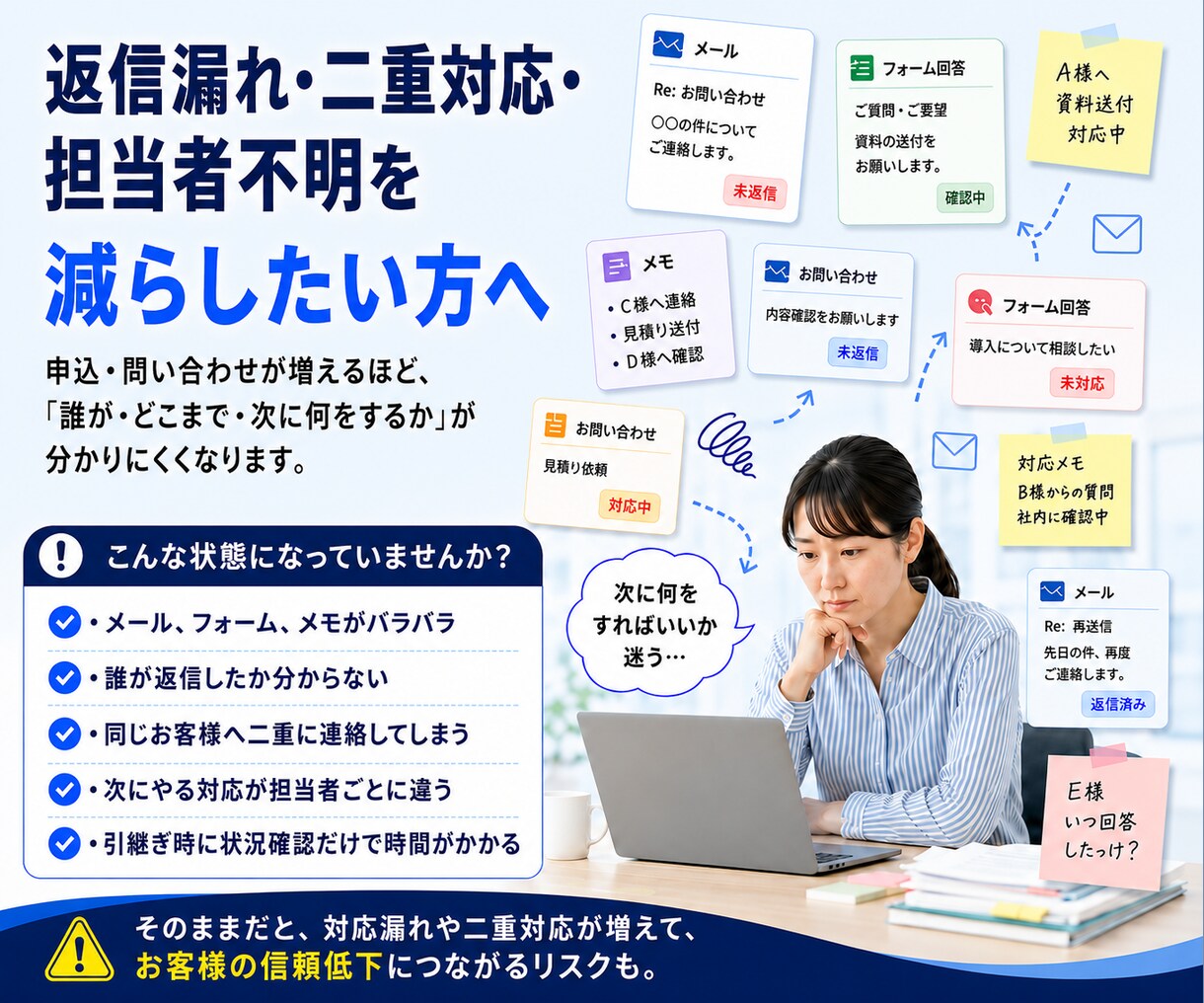 Googleフォーム受付を管理表へ自動反映します 受付後の返信状況・次回対応まで整理 イメージ4
