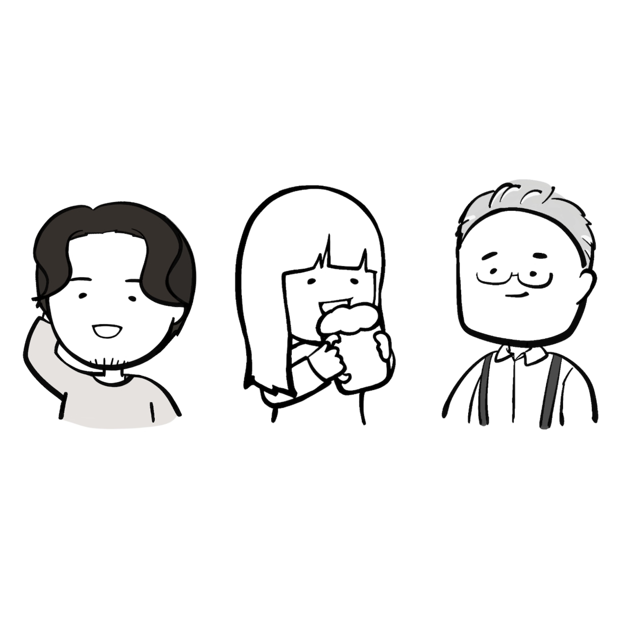 筆ペン風のゆるシンプルイラストお描きします アイコン、ヘッダー、似顔絵、壁紙、LINEスタンプ等に！ イメージ1