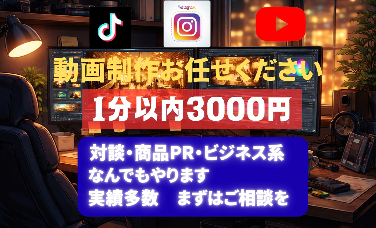 ショート動画編集｜1本3000円から制作します 300本以上の実績で、見られる動画に仕上げます イメージ1