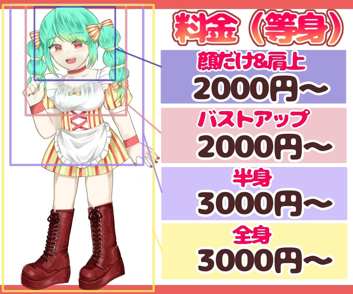 ご希望のキラキラかわいいイラスト（等身）描きます 立ち絵、アイコン、1枚絵動画内イラストに商用利用OK イメージ2