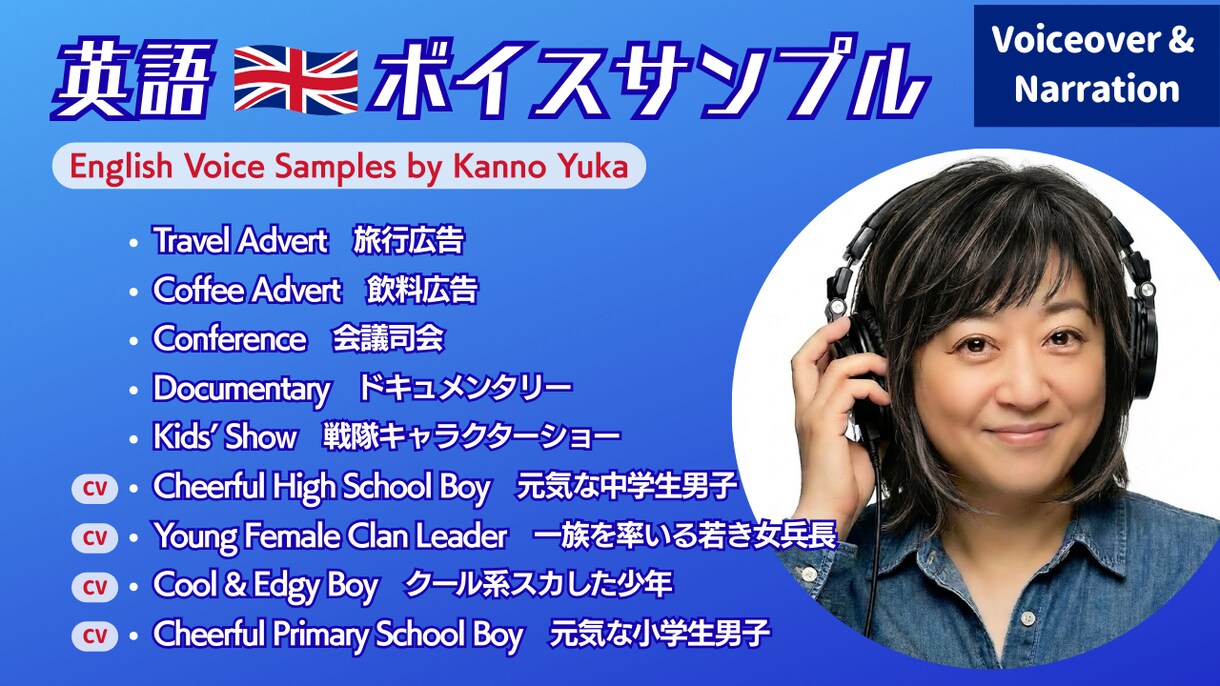 楽しんで声のお仕事しています あなたのコンテンツのお手伝い! 英語もおまかせください。 イメージ5