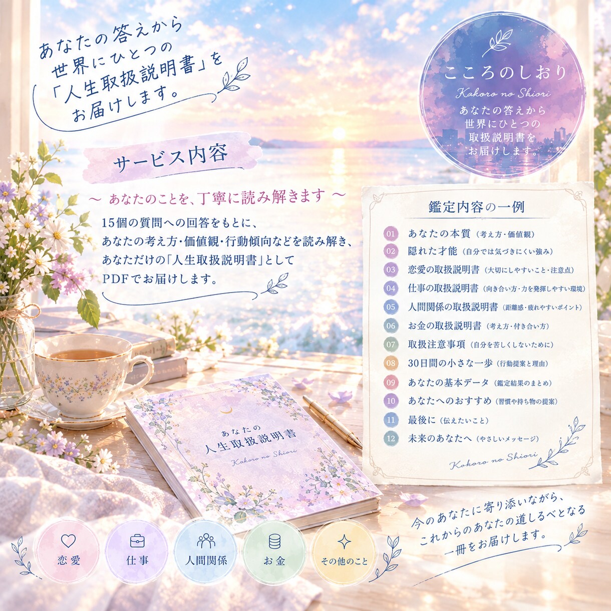 あなたの心にそっと寄り添う人生取扱説明書を作ります 頑張る為の答えではなく、少しだけ自分に優しくなるための一冊を イメージ2