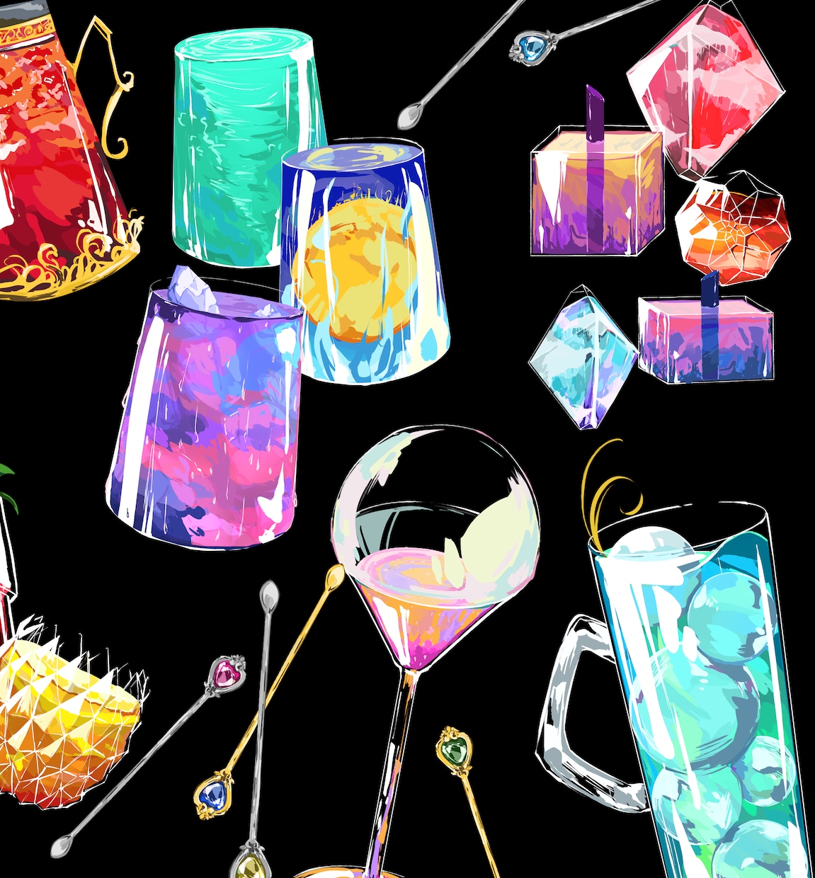 キラキラした小物、webなどに使える小物描きます 目を惹くキラキラのイラスト描かせていただいてます イメージ1