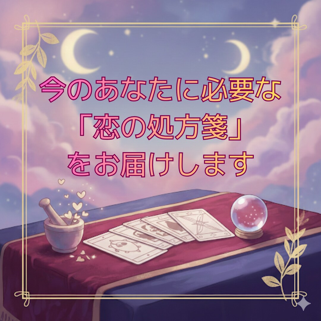 今のあなたに必要な『恋の処方箋』を届けます 否定せず全てを受け止めます。鑑定後心が軽くなるはずです。 イメージ1