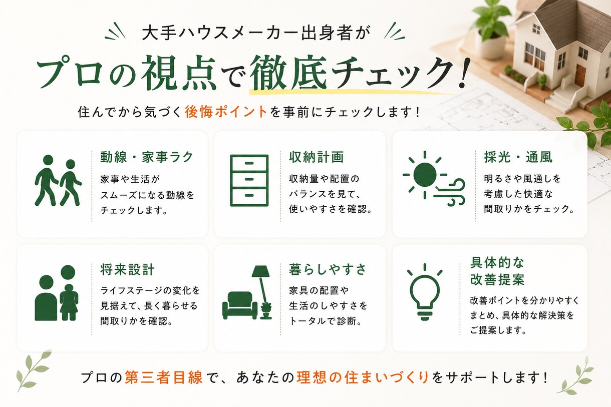 住宅の間取りをプロ目線で診断しまます 家事動線・収納・暮らしやすさを第三者目線でチェック！ イメージ3