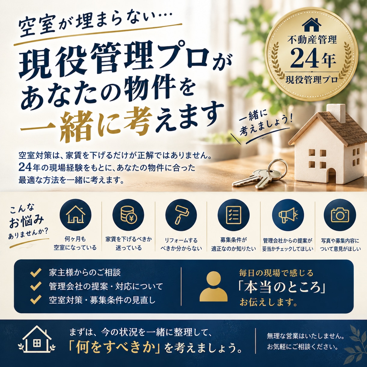 空室に困る大家さんのための空室対策を一緒に考えます 家賃を下げる前に、まだできることありませんか？ イメージ1