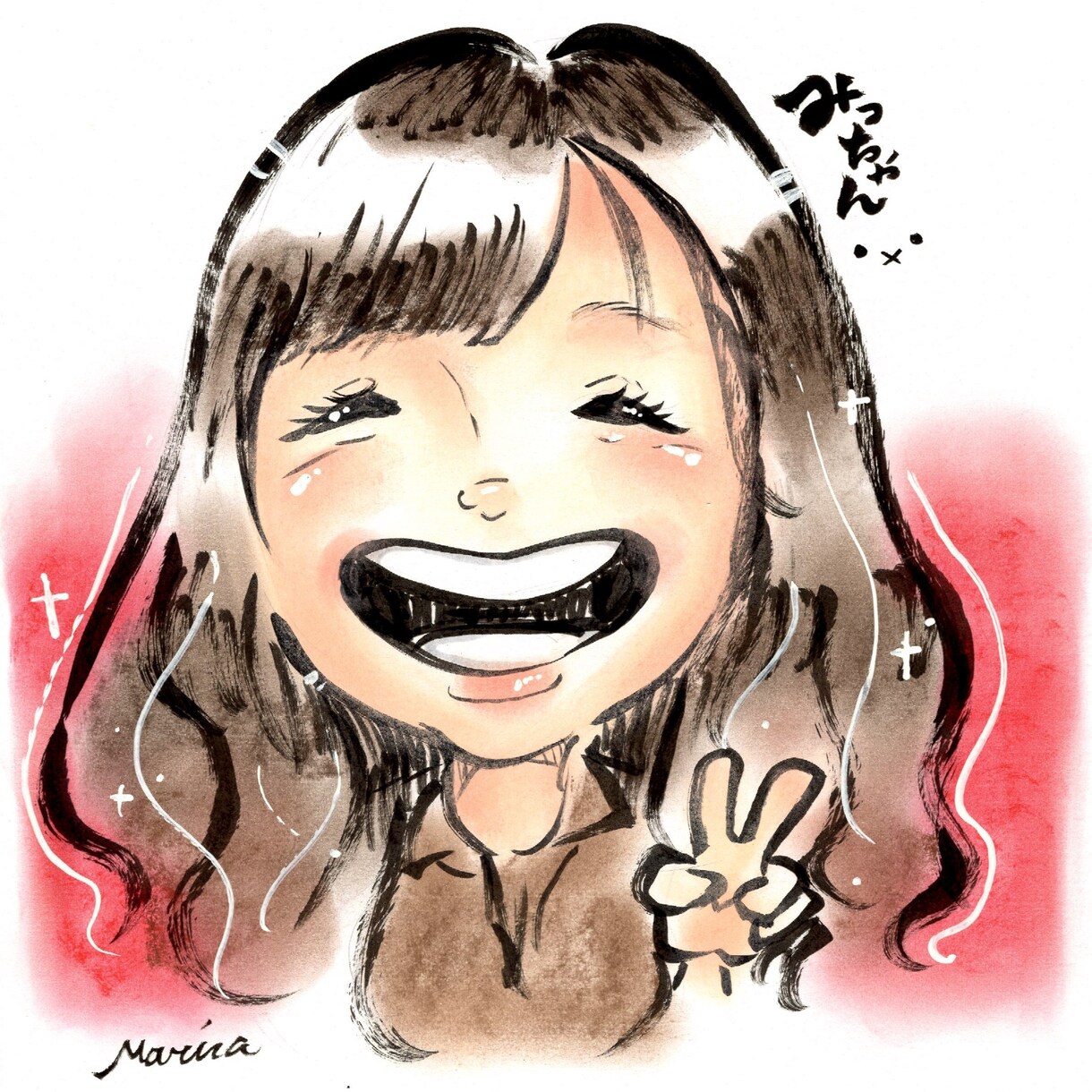 手書きタッチでかわいい似顔絵を制作します 手書きなので温かい。アイコンなどにぴったりな似顔絵 イメージ4