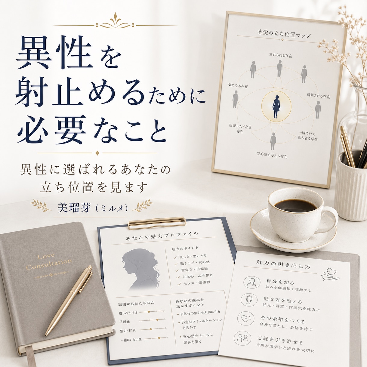 異性を射止めるために必要なことを鑑定します 異性に選ばれるあなたの立ち位置を見ます イメージ1