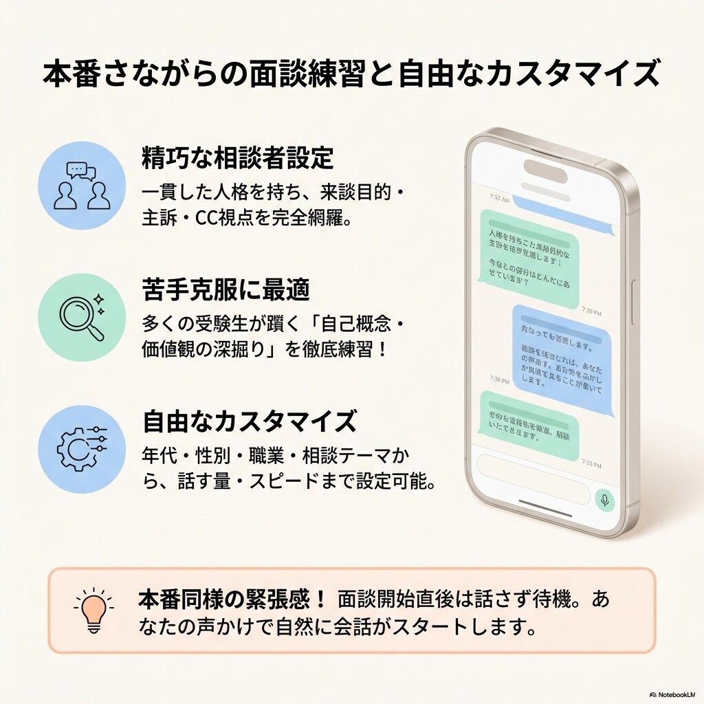 国キャリ実技面談｜相談者役ロープレAI提供します 主訴、自己概念のゆらぎ、経験の作り込みで実践的なロープレ練習 イメージ2
