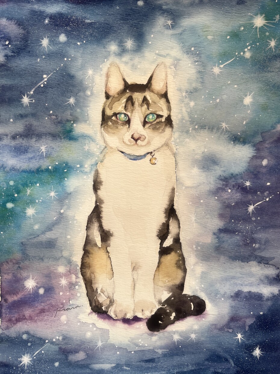 送料込み！手描き水彩原画を2Lサイズで届けます 家族の記念日や大切な方へのプレゼント、ペットとの思い出に！ イメージ5