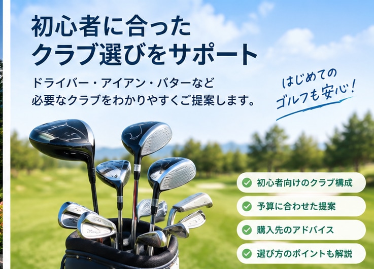 初心者ゴルファーのクラブ選びをお手伝いします 予算に合うクラブ選びを初心者目線でサポート イメージ2