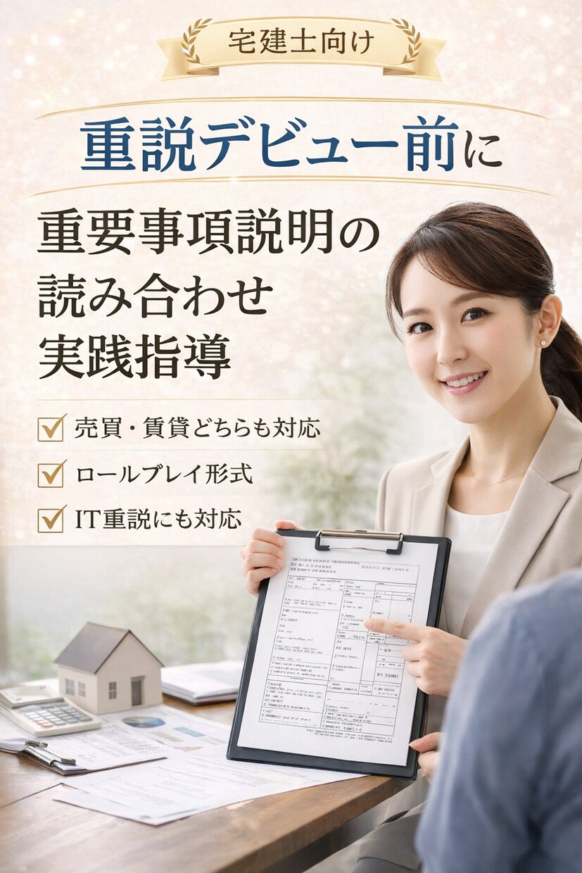重要事項説明の読み合わせ・実践指導承ります 賃貸・売買・IT重説対応|宅建士が実務目線でサポート イメージ1
