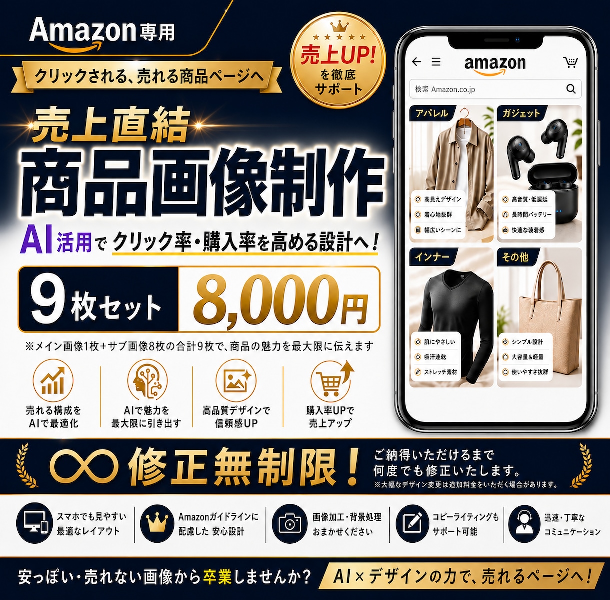 Amazon専用！AI活用売れる商品画像を作ります 中国輸入品をAIで売れるAmazon画像にします イメージ1