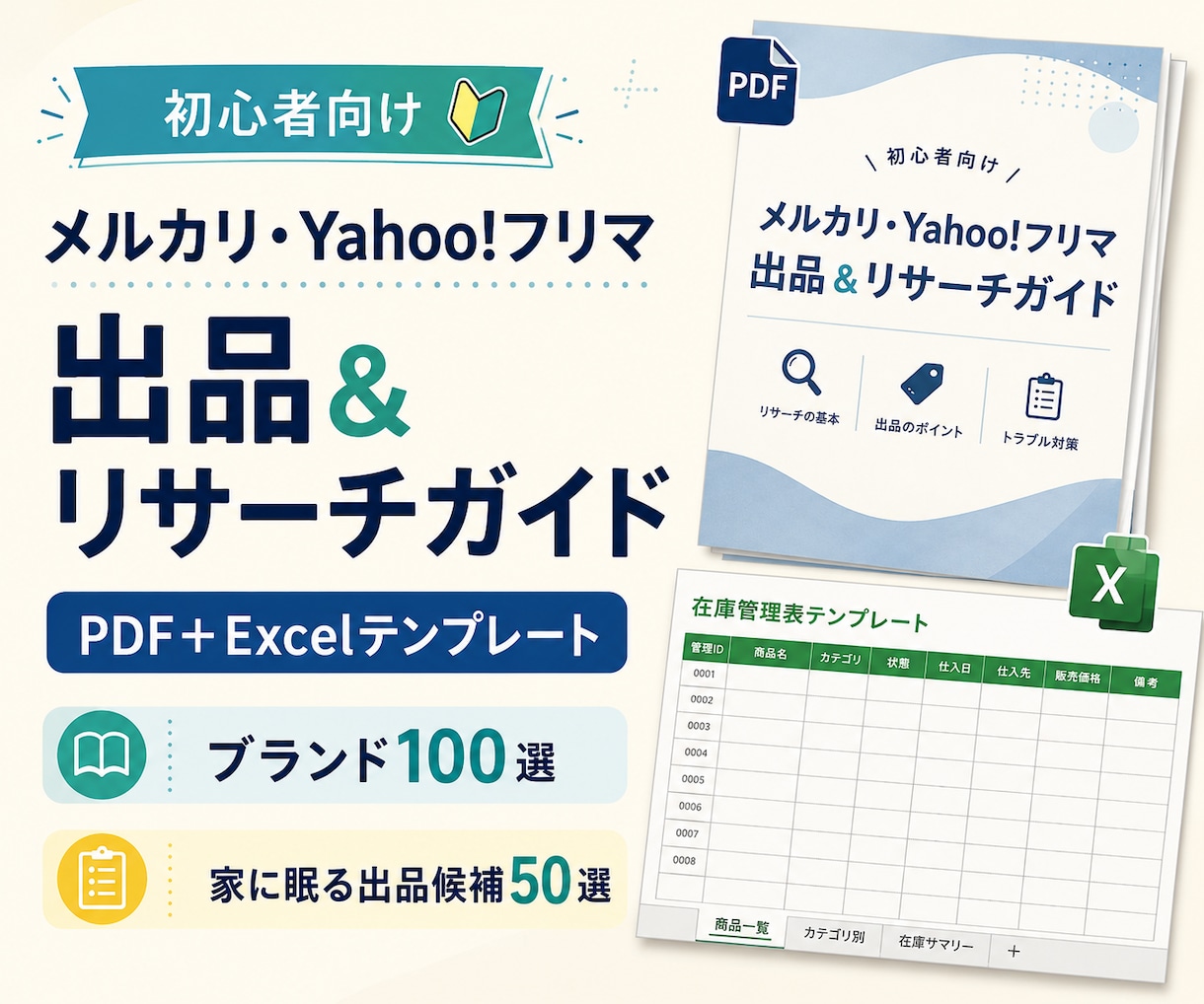 初心者向けフリマ出品ガイドをお渡しします メルカリ・Yahoo!フリマ攻略PDF＋Excel イメージ1