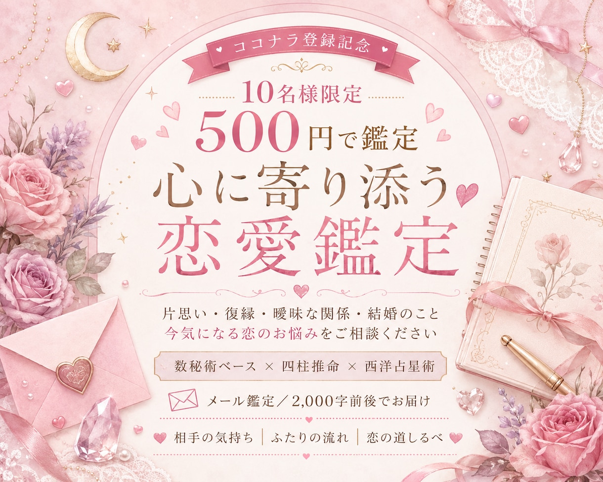 お試し価格★恋愛特化鑑定！幸せな恋愛を応援します 恋愛の悩み事、相性占い、運命の相手を数秘で読む イメージ1