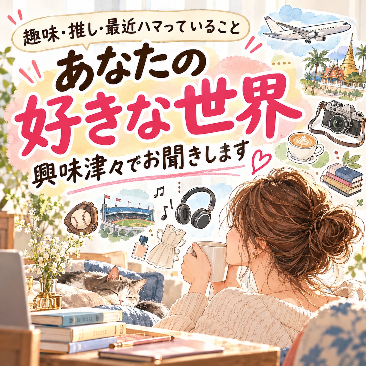 あなたの好きな世界、興味津々でお聞きします 趣味•推し•最近ハマっている事、思う存分聞かせて♪ イメージ1