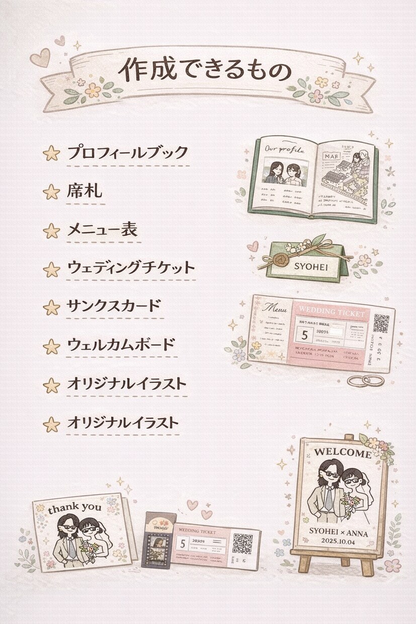 自分たちらしい結婚式ペーパー制作します “ふたりらしさ”を形に結婚式の世界観設計からサポートします イメージ5