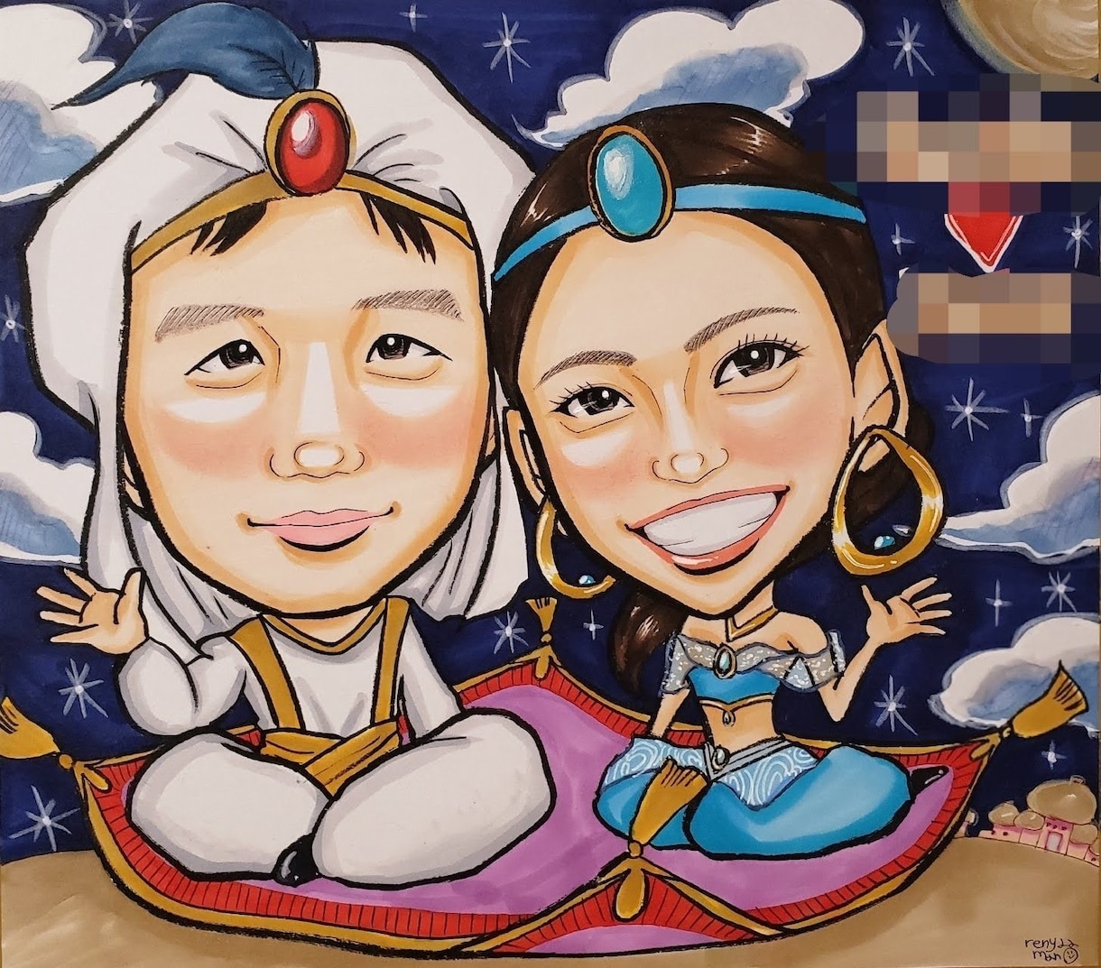 世界で1つのプレゼント☆ポップな似顔絵描きます 還暦、誕生日、結婚☆文字入れは無料！ケーキも無料で描きます！ イメージ6