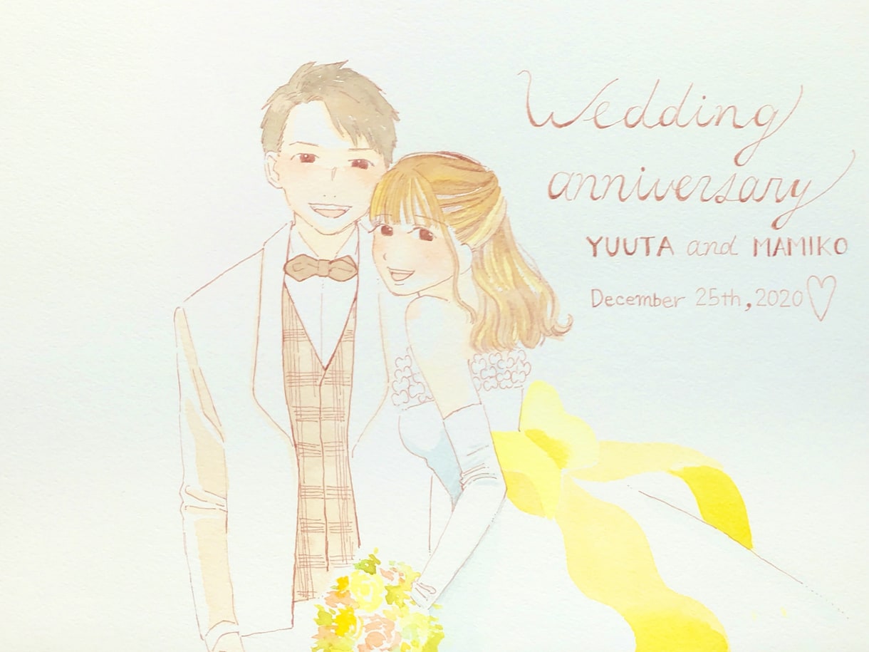 結婚式のウェルカムボード用のイラスト描きます ふんわり透明水彩で素敵あたたかみのある雰囲気に♪ イメージ7