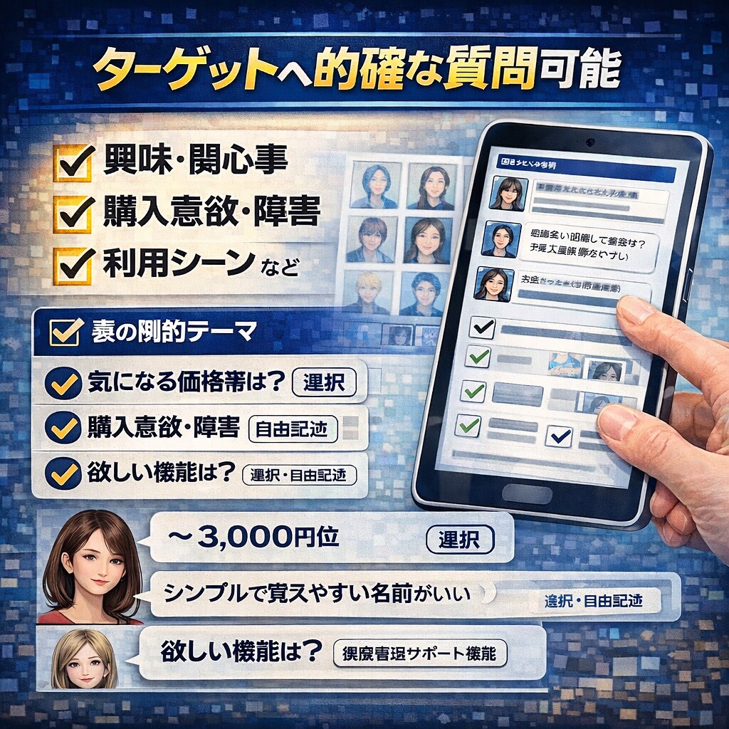 AIペルソナ1000人の消費者意見を提供します アンケート調査｜商品・サービスの市場ニーズを可視化 イメージ2
