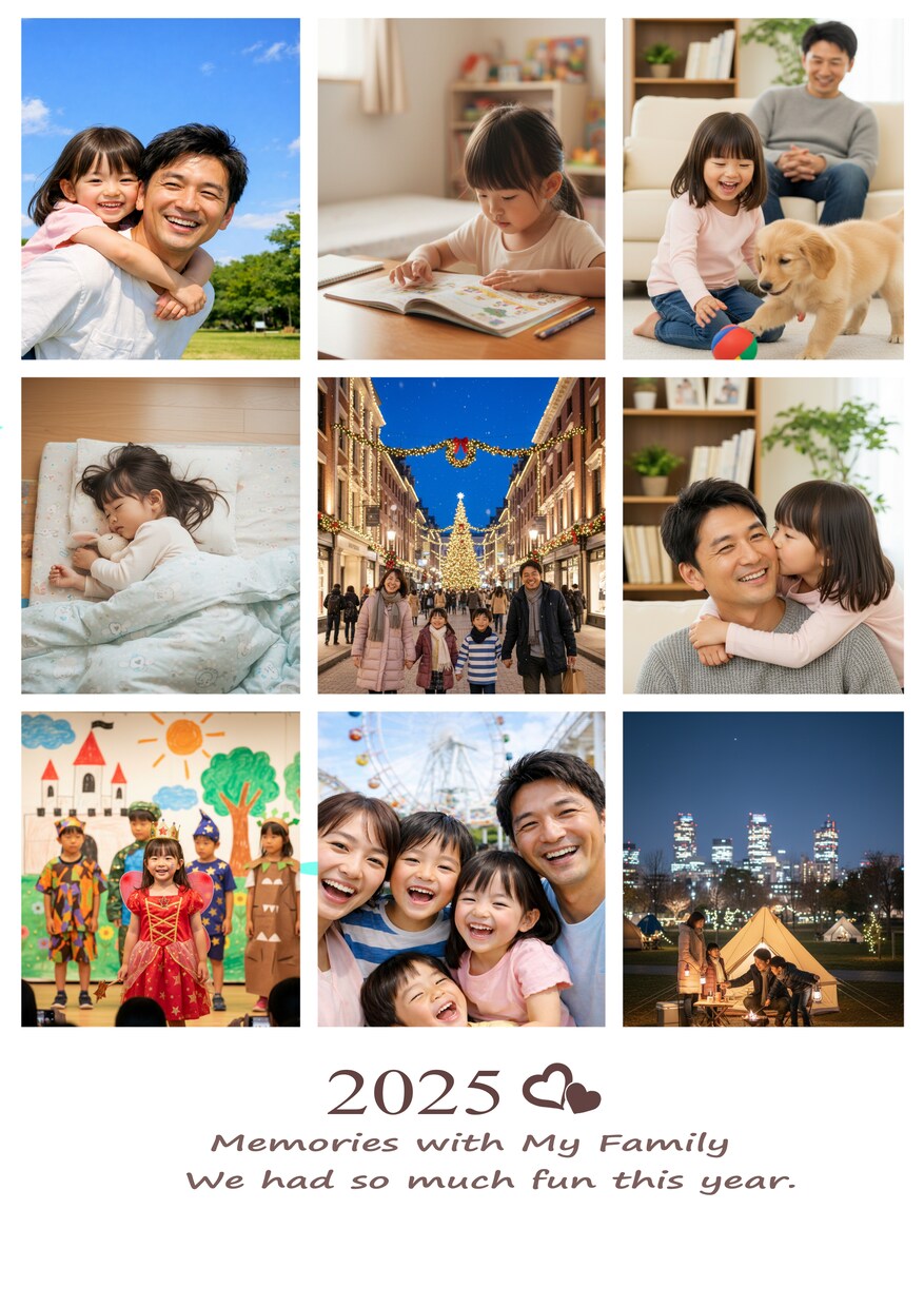 家族・記念日：思い出写真をA4サイズにまとめます 飾れて保管もかさばらない。家族の記念、プレゼントにも‼ イメージ1