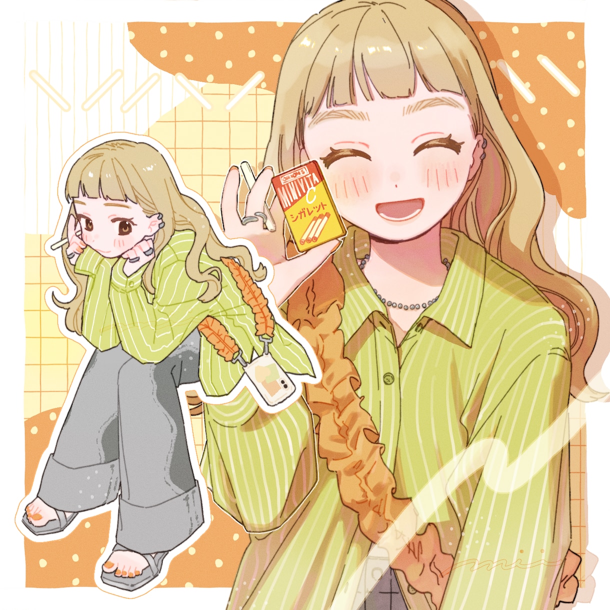 明るくキュートな1枚イラストを作成します SNS投稿や動画等に使える1枚イラストを作成します！ イメージ1